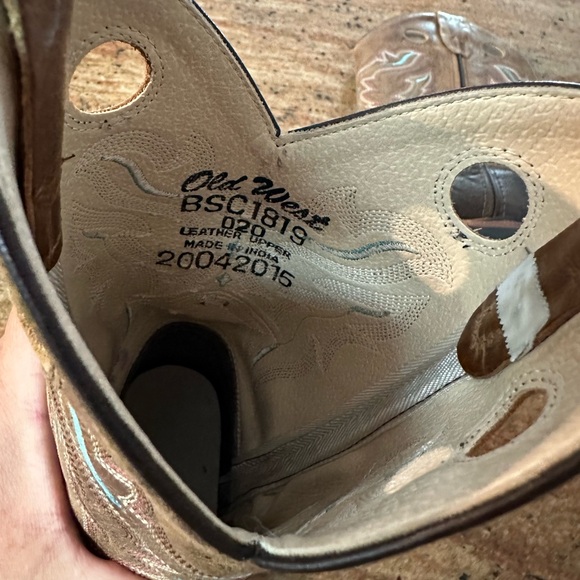 Old west cowboy boots sz 20 big kids 2/3 leather - Picture 5 of 6